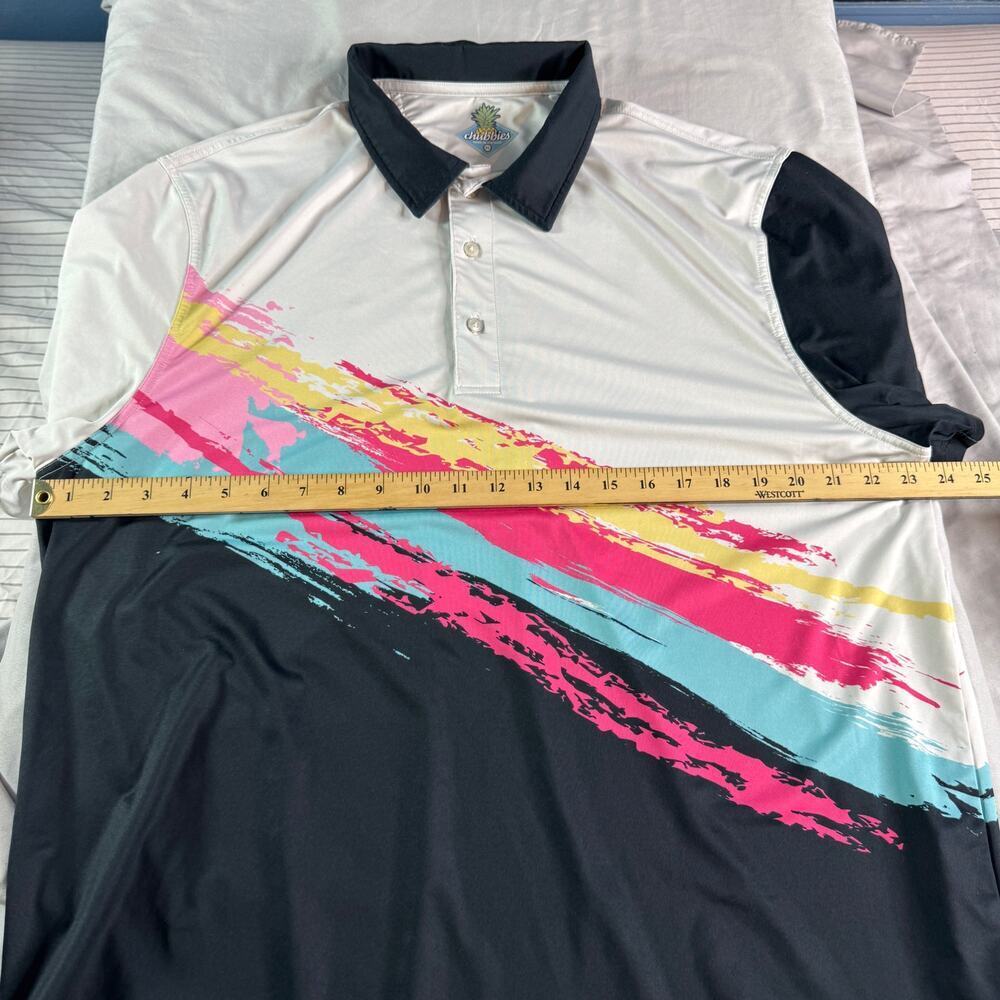 Chubbies Polo Shirt XL Colorblock Retro Stripe Performance Stretch Golf Casual - Picture 7 of 8